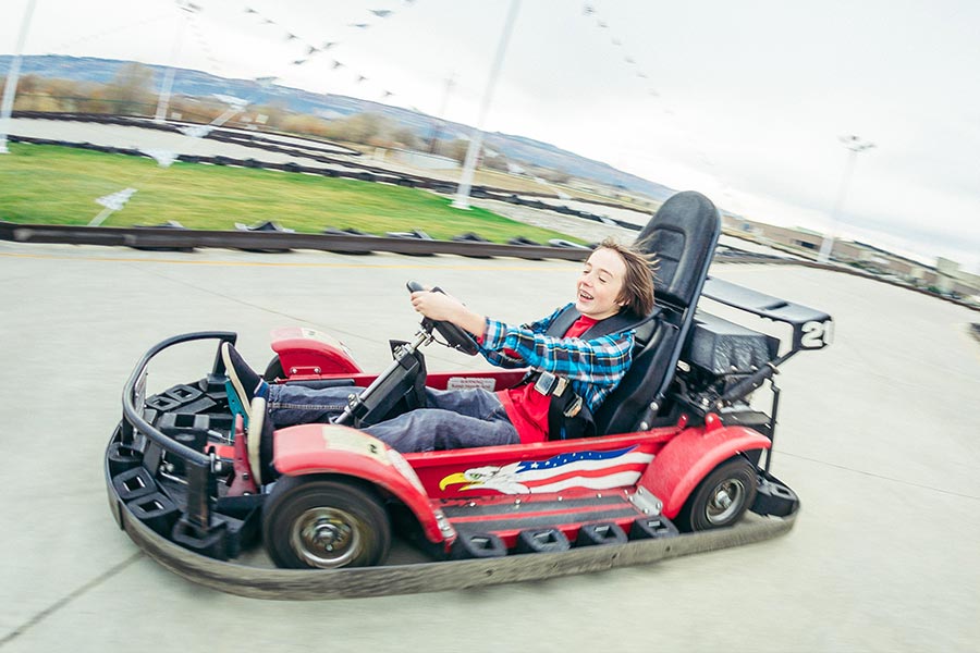 Guest Driving Red Go Kart